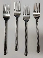 Set of 4 Pier 1 PII17 Twist Teardrop Dinner Forks Stainless Steel 7"