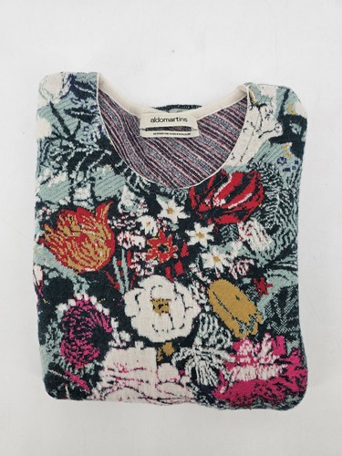 Anthropologie Aldomartins Sweater Womens XS Blue Floral Wool Blend Sweater - Picture 5 of 6