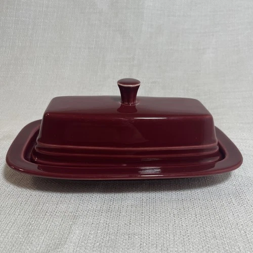 Fiestaware Cinnabar/Maroon Butter Dish With Lid USA Fiesta Homer Laughlin HLC