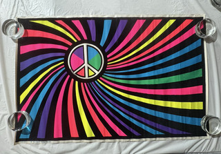 Vintage 1970s Black Light Poster Rainbow Swirl