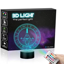 LDREAMAM Gravity 3D Falls Bill Cipher Wheel Lighting Decor Gadget Lamp , Acry...