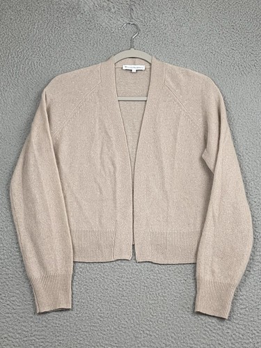 White + Warren 100% Cashmere Open-Front Cardigan Size Small Beige Excellent