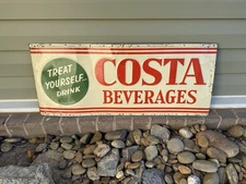 Vintage Costa Beverages Advertising Sign Soda Newburgh New York Pop 1950s 1960s