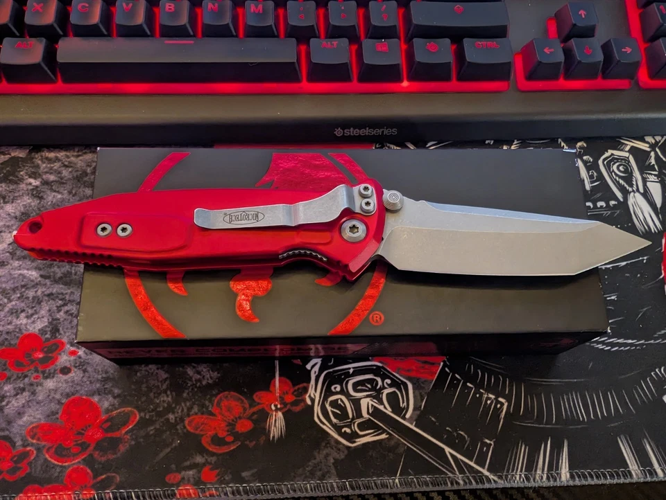 Microtech Socom Elite Красный, Drop Point Plain Edge Manual, Апокалиптический - Изображение 4 из 4