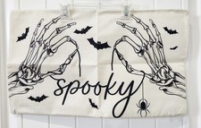 2pk New Skeleton, Bat Throw Pillow Cover Cotton 12x20  Rec. Halloween Spooky