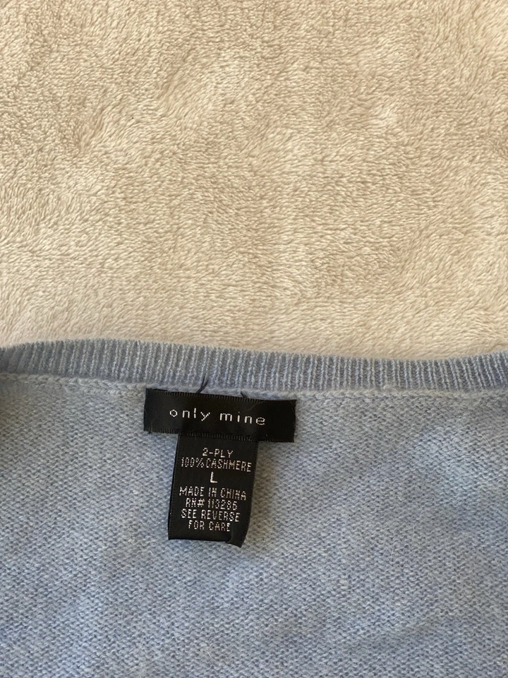 Suéter Pullover Only Mine 2 Capas Cachemira Cuello en V Tejido Azul Para Mujer Talla: L Foto 3 de 4