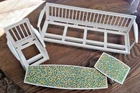 1963 Vintage Barbie Go-Together Patio Furniture Chair Sofa & 2  Tables