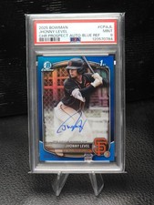 Jhonny Level 2025 Bowman Chrome Prospect Blue Refractor Auto /150 Rookie RC PSA
