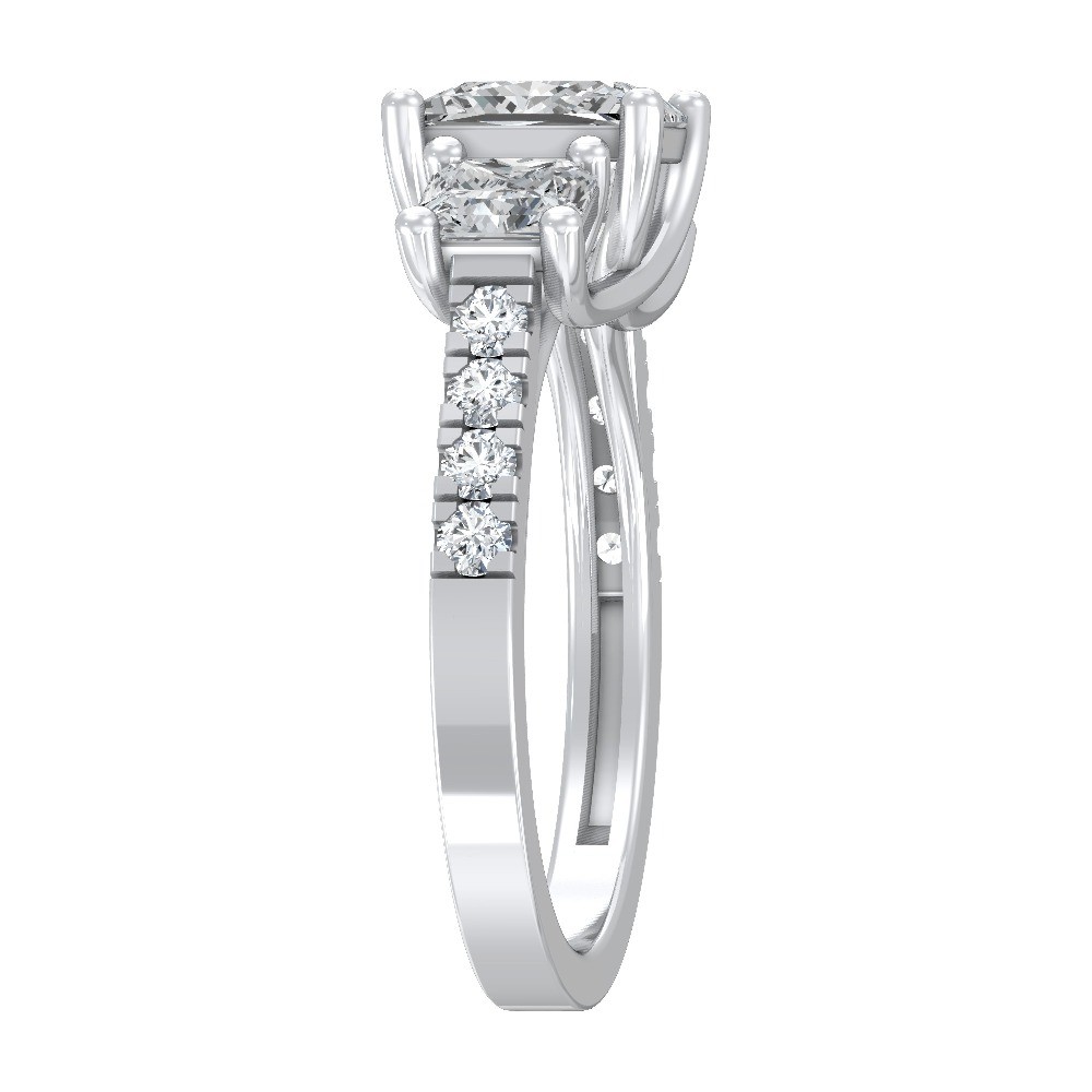 14k White Gold 2Ct Lab Grown Diamond Three-stone Ring Size 7 for Women 3.5gm