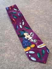 Vtg Disney Mickey Mouse Men's Neck Tie 4" x 57" Purple/Blue/Green/Yellow/Red
