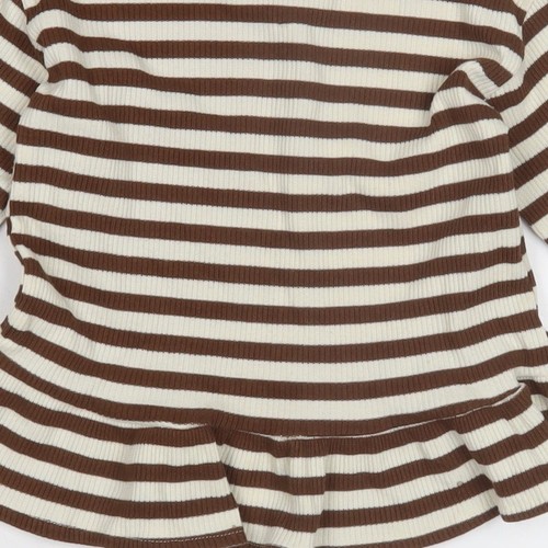 Zara Girls Brown Striped Long Sleeve T-Shirt - 4 Years - Picture 10 of 12