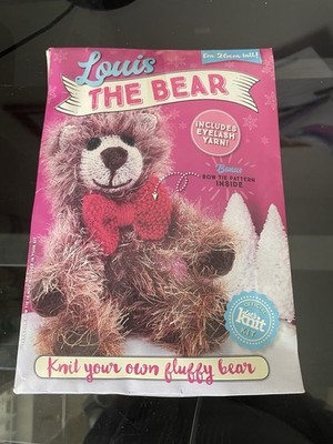 Let s Knit Set ''Louis der Bär'' mit vollständiger Anleitung und Strickwolle