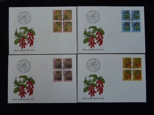 Pro Juventute poisonous plants set of 4 FDC Switzerland 1976 (block of 4)