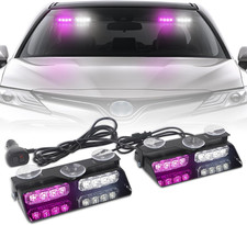Xridonsen 2 In 1 Emergency Dash Strobe Lights Purple White Interior Frontrear W