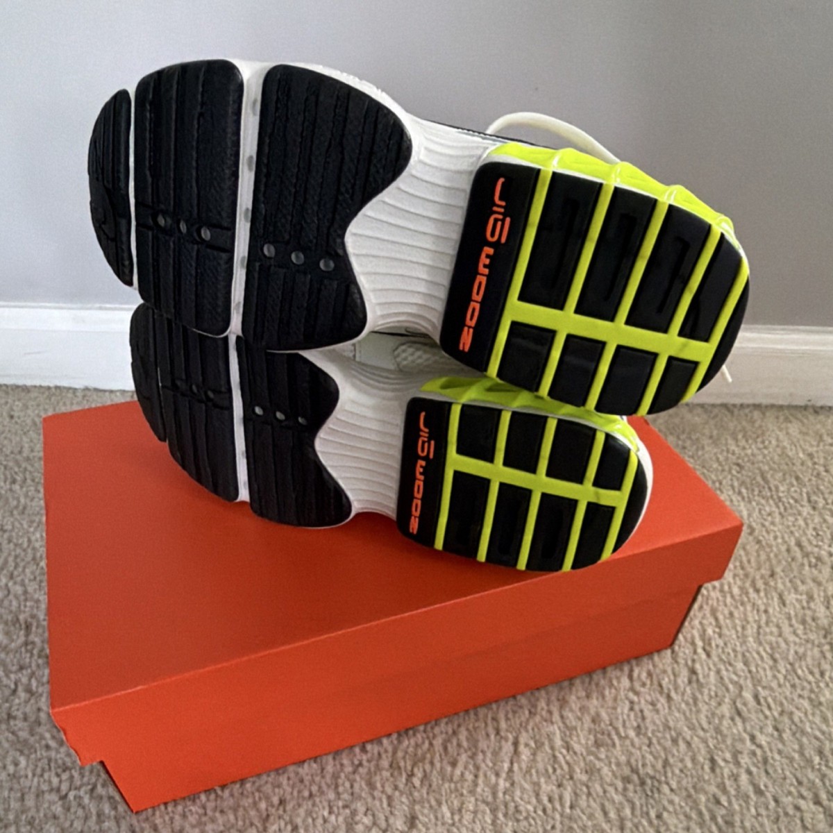 Nike Air Zoom White Neon Yellow Orange Black Men's Breathable Mesh