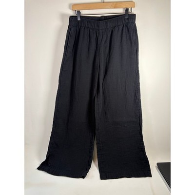 Old Navy High Rise Wide Leg Comfort Waistband Black Crinkle Gauze Medium