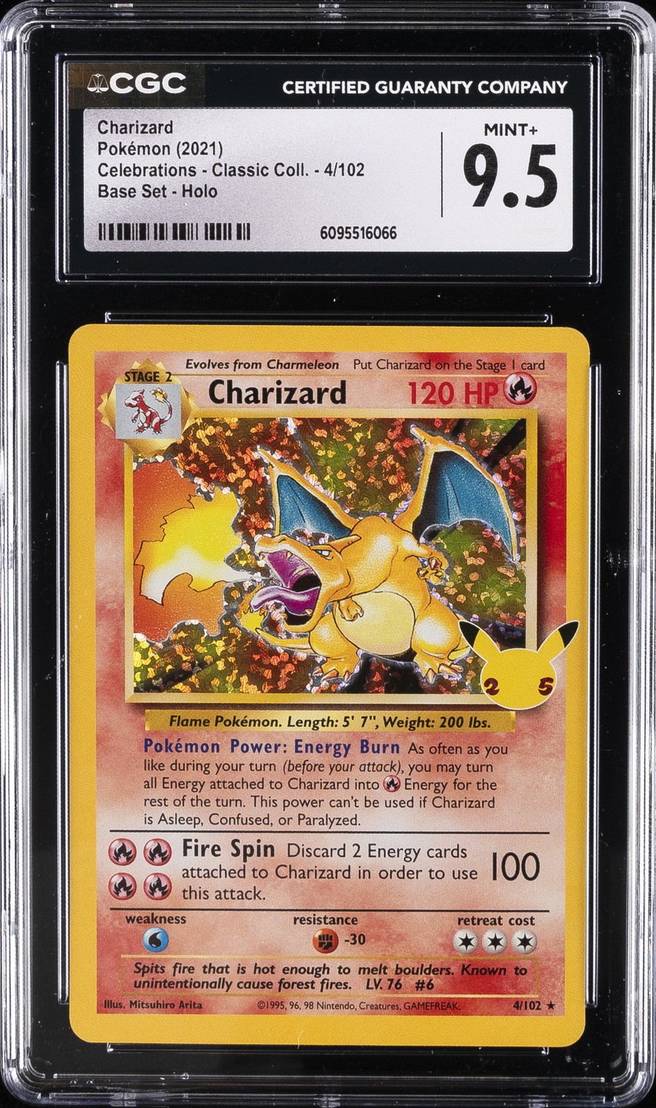 2021 POKÉMON CELEBRATIONS - CLASSIC COLL. BASE SET HOLO #4 CHARIZARD CGC 9.5