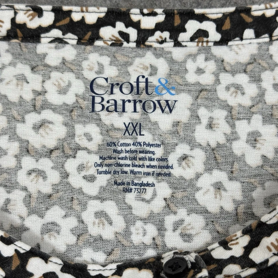 Blusa Top Camisa Croft & Barrow Manga 3/4 Floral Para Mujer Talla XXL Negra Blanca Foto 4 de 4