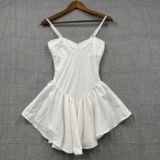 SHEIN White Drop Waist Mini Dress SIze 2 Spaghetti Strap Flared Summer Cami