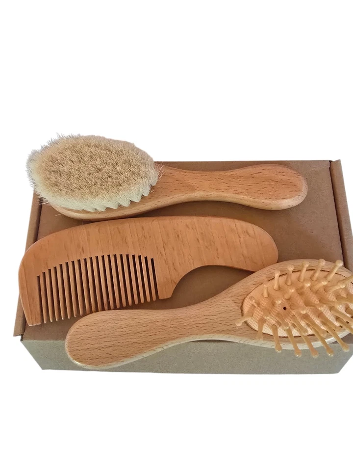 Набор щеток и расчесок для новорожденных — набор деревянных детских щеток с мягкими волосами - Изображение 2 из 2
