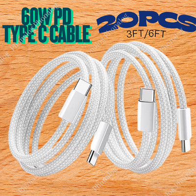 For iPhone 17Air 16 15 USB-C to USB-C Cable 60W Fast Charging Type C Cord 20 PCS