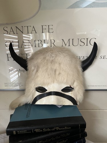 Vintage Native Spirit Leather Fur handmade Tribal Mask Buffalo Dancer Signed