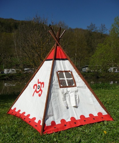 Tipi Wigwam Indianerzelt mit Aluminium-Stangen 183 x 137cm "Top Qualität" 52052 - Bild 6 von 11