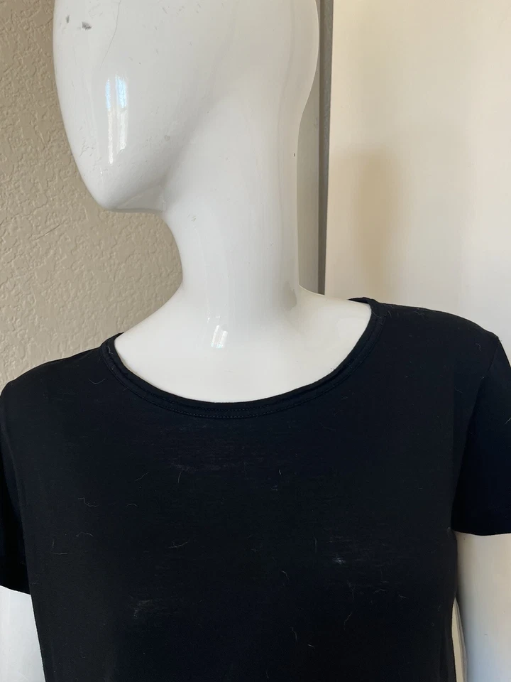 HELMUT LANG New! Black 100% Viscose Jersey Short Sleeve T-Shirt Sz M - Image 2 of 4