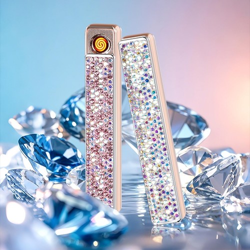 Electric Lighter, Luxury Bling Rhinestone Type-C Rechargeable Lighter with Pu... - Picture 7 of 7