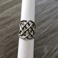 Sterling 925 Knot Ring 8.5 Interlocking Woven Knotwork
