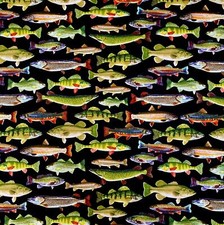 Fish Angler Sea River Fishing Timeless Treasures 100 Cotton Fabric