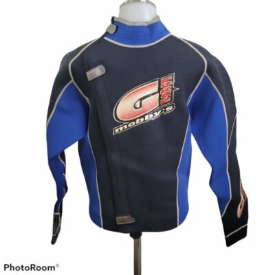 Mobbys H20 Body Works Wet Suit Top M G Force Blue Black Long Sleeve Neoprene