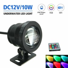 10W LED Submersible RGB Pond Spot Lights Underwater Pool Fountain IP68  Remote