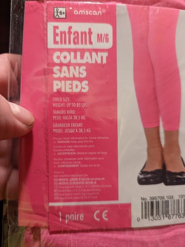 amscan footless tights, age 6+ up to 85 p m/l 1-pair pink tights, new in package - Picture 3 of 3