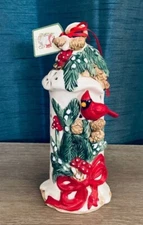 Blue Sky Christmas 9.5” CARDINAL BIRD HOUSE Goldminc Tealight Candle Holder NWT