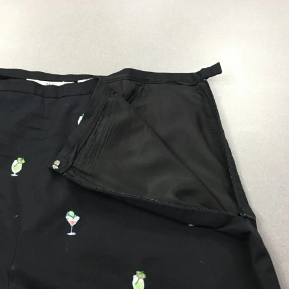 Pantalones de cóctel bordados Brooks Brothers para mujer talla 16 negros de algodón con cremallera lateral Foto 3 de 4