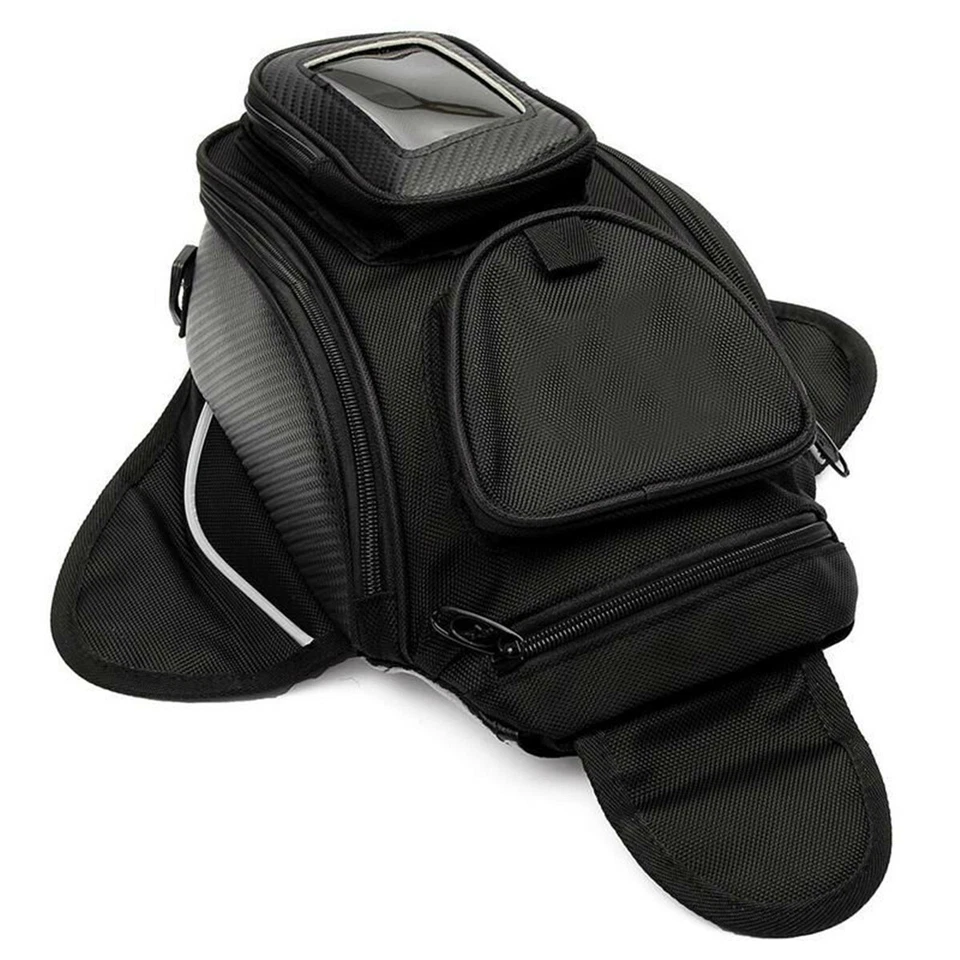 Black Magnetic Motorcycle Tank Bag Pouch Shoulder Pack GPS Phone Holder w/Belt - Image 4 of 4