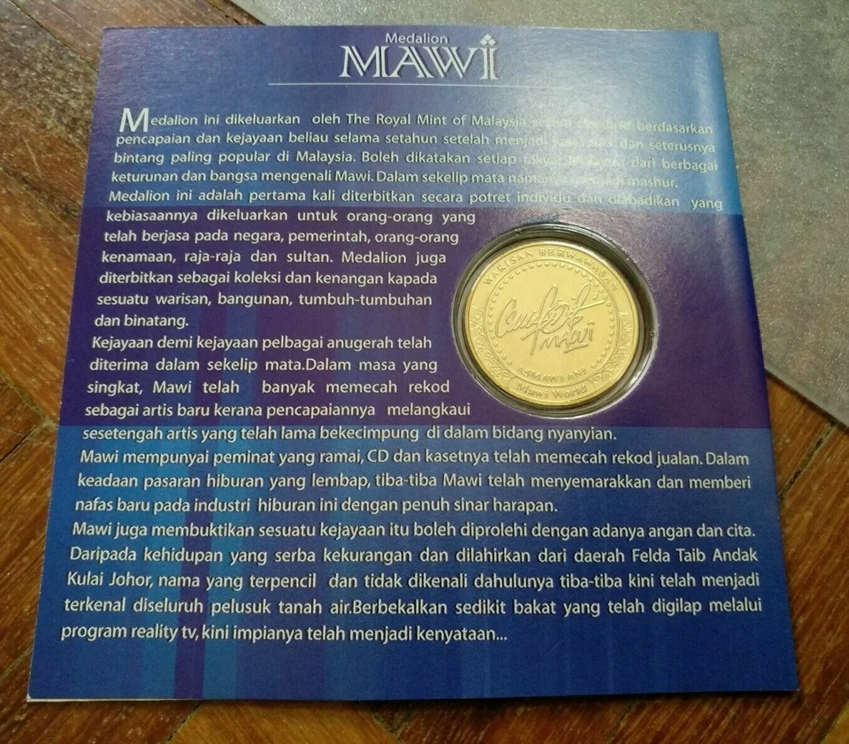 MAWI Bintang Paling Popular 2006 Medallion Coin Card BU by Royal Mint Malaysia - Image 4 of 4