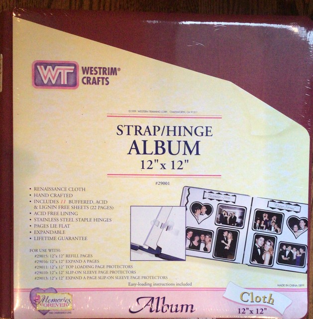 Westrim Crafts Memory Album Scrapbook Burgundy Cloth 12x12 Strap Hinge