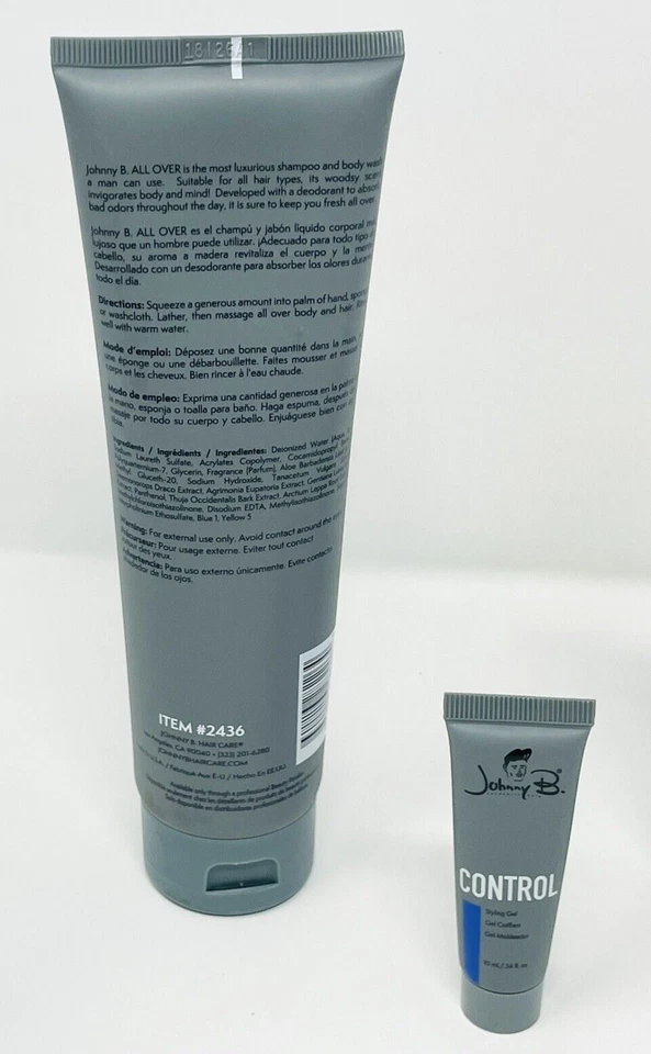 Johnny B Juego de Cuidado del Cabello Para Hombres Champú Acondicionador Jabón Corporal Foto 3 de 4