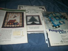 Lot of 3 Christmas/Winter Quilt Patterns Tree Penguin Reindeer