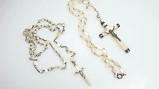 Antique Carved Mother of Pearl Rosaries Lot MOP Beads & Crucifixes