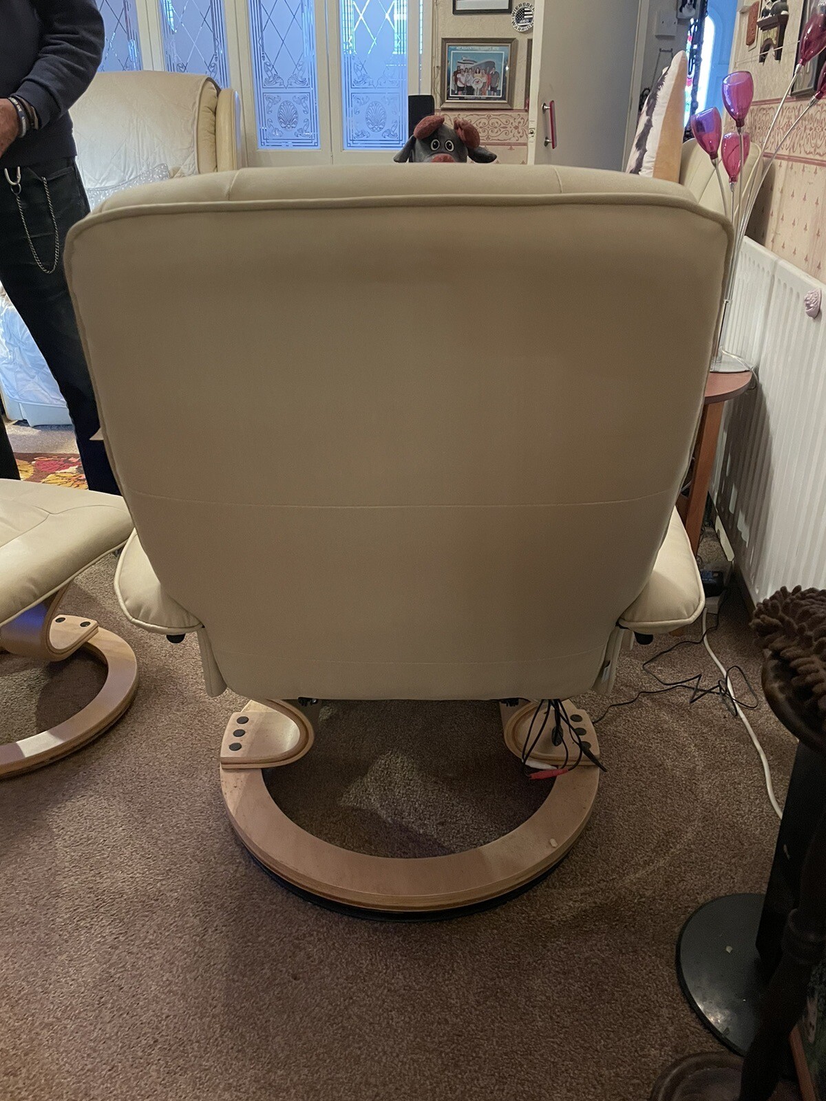 Swivel recliner chair and footstool with Massage Functions On Both