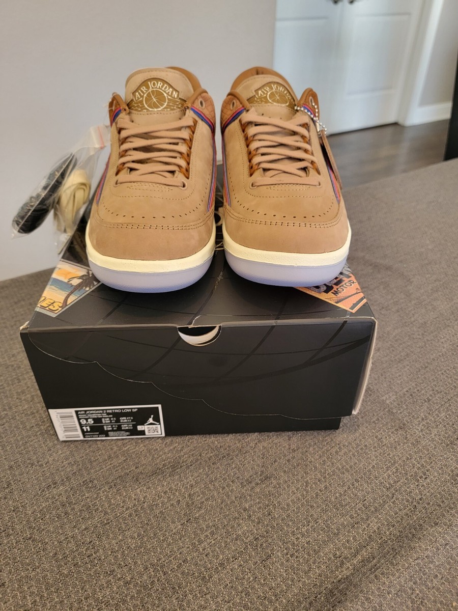 Air Jordan 2 Retro Low SP DETROIT Size 9.5 DV7129-222 Tan Brown DS