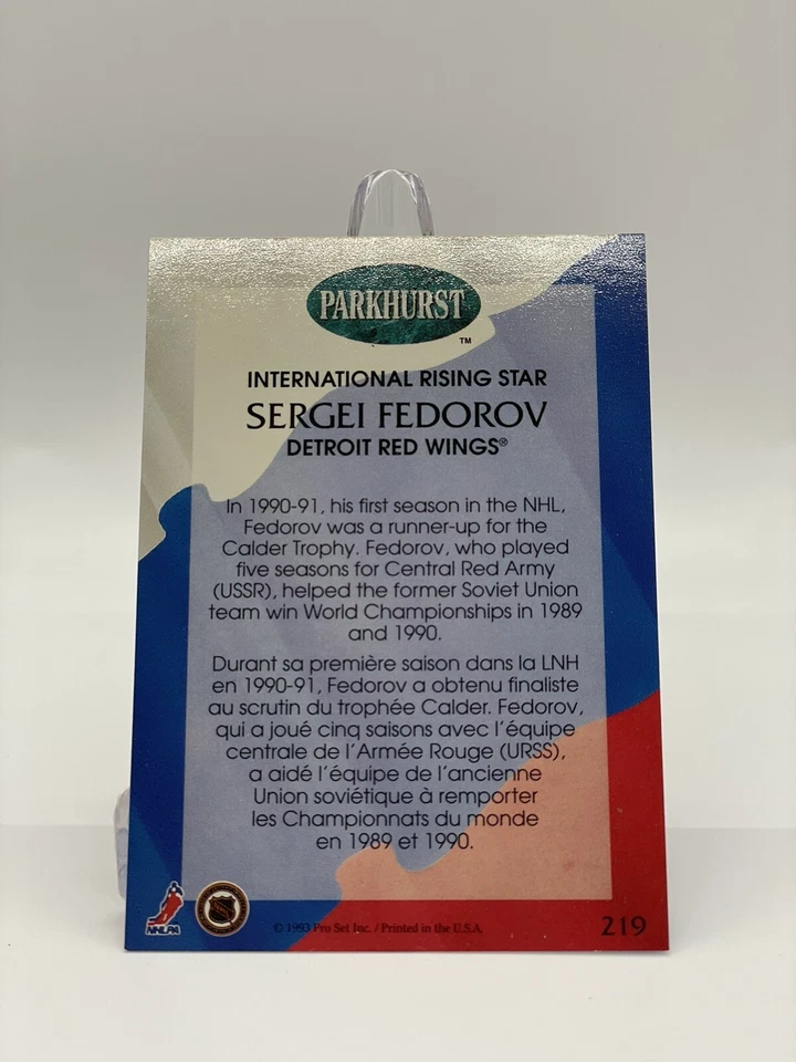 Sergei Fedorov 1993 Parkhurst #219 International Rising Stars - DET Red Wings - Image 2 of 2