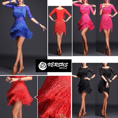 Vestito Frange Strass Spettacolo Charleston Ballo Danza Girl Show Dress  CHARL01S | eBay