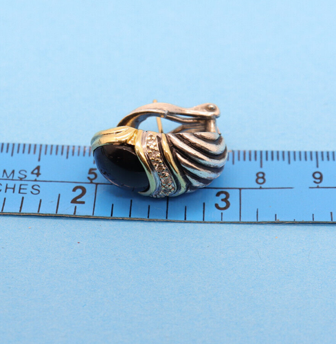 Pendientes capri David Yurman de oro amarillo de 18 quilates de plata de ley de ónix negro y diamantes - Imagen 6 de 7
