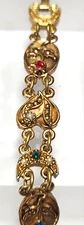 Vintage Gold Victorian Revival Heart Moon Flower Bracelet 6 3/4
