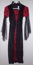girls NEW black velvet RED SPARKLE SPIDER WEBS VAMPIRESS HALLOWEEN COSTUME LARGE