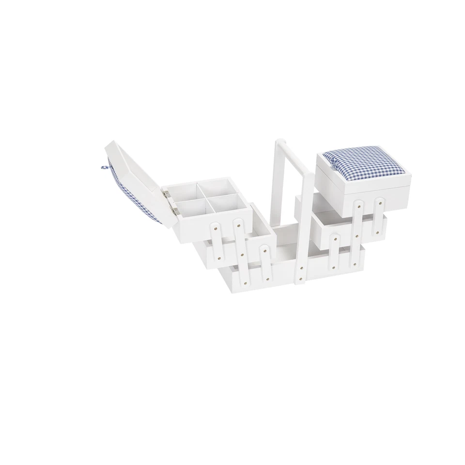 612578 Nähkasten/Nähkästchen Holz M weiß mit Stoff - Bild 3 von 3